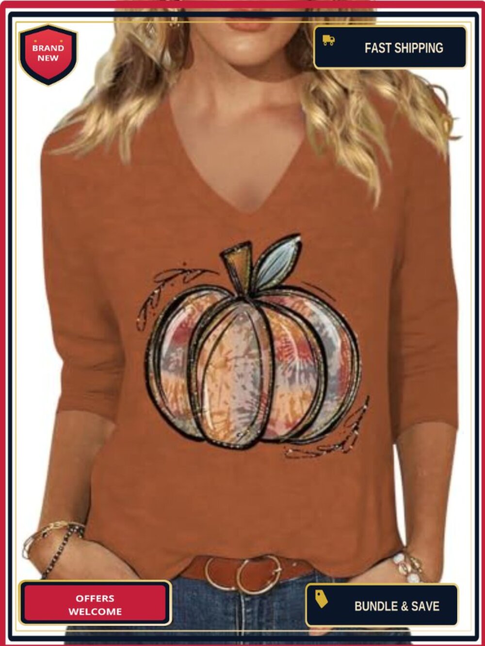 Women's V-Neck Boho Wildflowers Graphic Tee Casual Summer Top